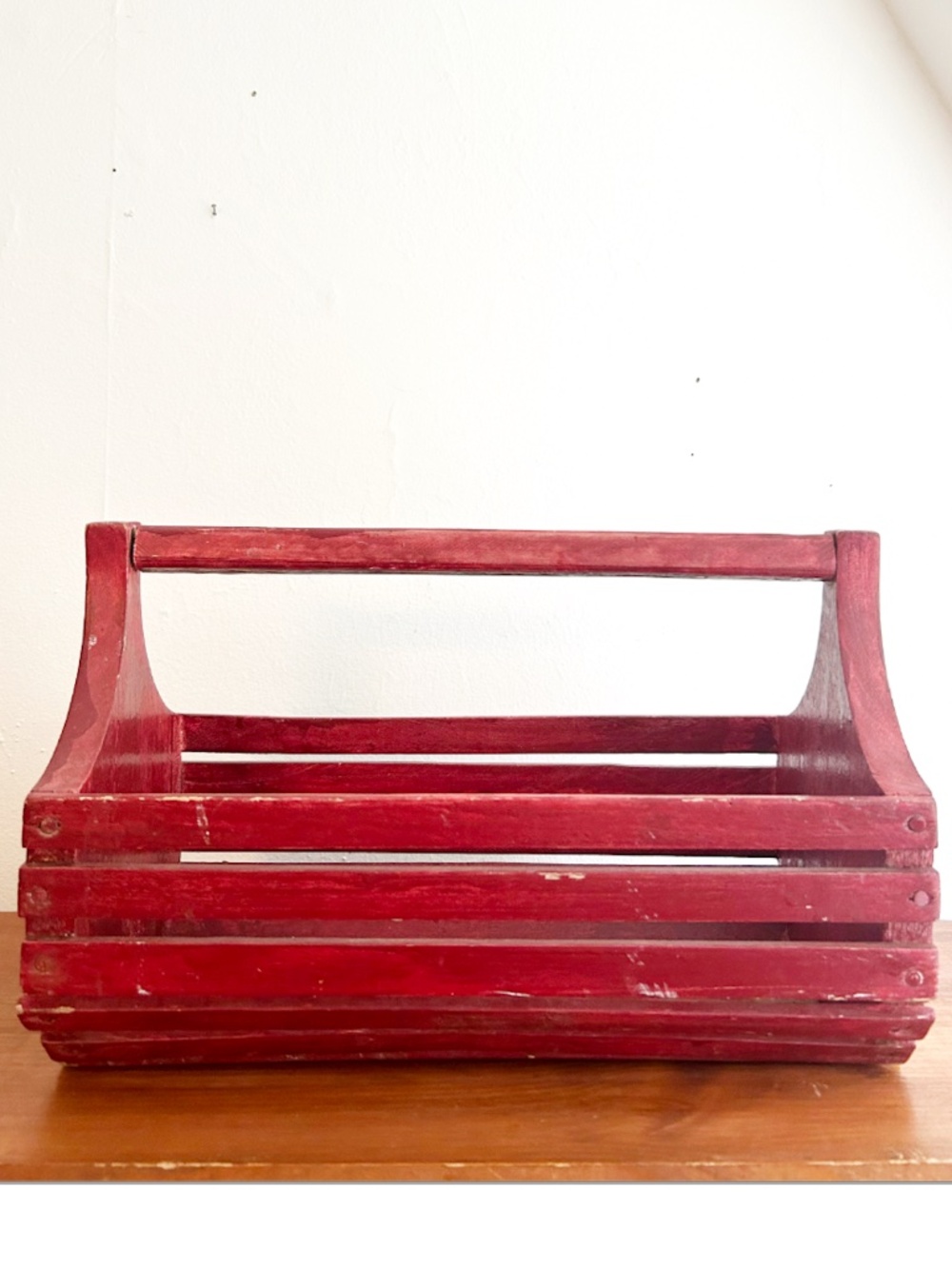 Vintage Red Wood Harvest Basket